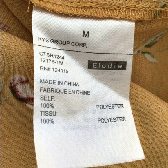 Elodie Mustard Floral Long Sleeve Blouse Front Flap Pockets Sz XL - Picture 9 of 10